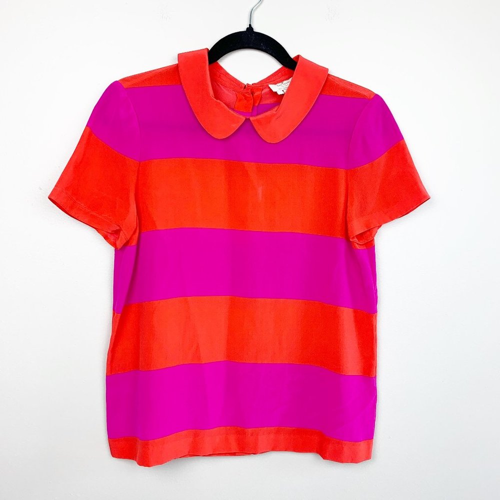 Kate Spade New York Striped Silk Button Back Top